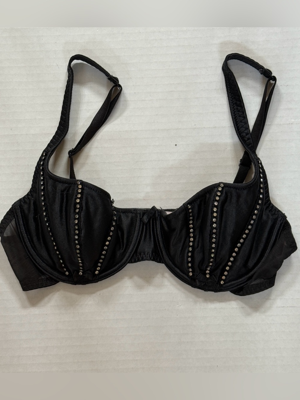 Victoria's Secret Black Rhinestone Studded Underwire Bra 34B